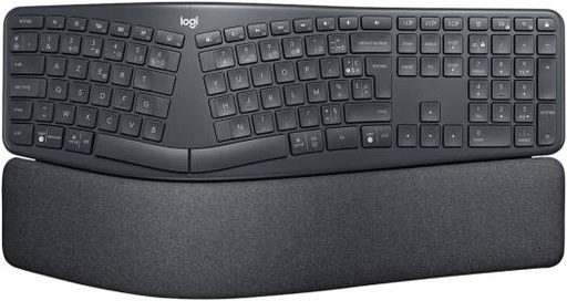 [920-010352] Logitech Ergo K860 Split Ergonomic Keyboard, Bluetooth and USB Connectivity, Compatible with Windows/Mac, 10m Wireless Range, Stain-Resistant Fabric, US English Layout, Black | 920-010352