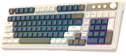 [S99] AULA S99 Gasket 98% Membrane Keyboard, 99 Keys, RGB Phantom Lighting, PBT Ball Cap, 2000mAh Battery, Tri-Mode Connectivity, Retro Gray | S99
