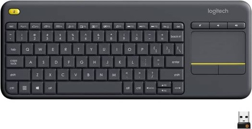 [logitech-k400-plus-wireless-livingroom-keyboard-with-touchpad-for-home-theatre-pc-connected-to-tv-customizable-multi-media-keys-windows-android-laptop-tablet-arabic-keyboard-black] Logitech K400 Plus Wireless Livingroom Keyboard with Touchpad for Home Theatre PC Connected to TV, Customizable Multi-Media Keys, Windows, Android, Laptop/Tablet, Arabic Keyboard - Black