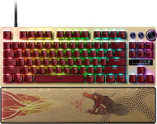 [RZ03-04982100-R3M1] Razer Huntsman V3 Pro TKL Esports Counter-Strike 2 Edition Gaming Keyboard, Analog Optical Switches Snap Tap, Rapid Trigger, Adjustable Actuation, Media Keys, PBT Keycaps, Gold | RZ03-04982100-R3M1