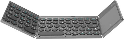 [GNTRIKYBDGY] Green Lion Tri-Fold Wireless Keyboard, Scissor-Switch Structure, Bluetooth 5.0, Built-in Touchpad, Ultra-Slim Foldable Design, Type-C Port, Multi-Device Compatible, Eng-Arab K/B, Gray | GNTRIKYBDGY