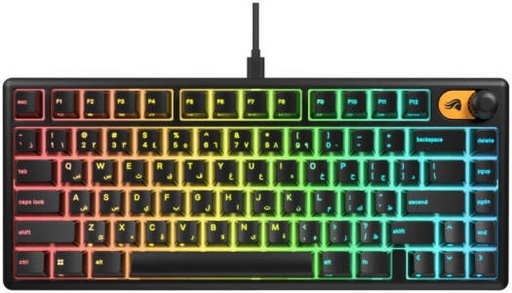 [GLO-GMBK75-BLK-AR] Glorious GMBK 75% Gaming Membrane Keyboard, 80 Keys, English-Arabic Layout, 10-Zone RGB Lighting, Programmable Rotary Knob, IP57 Waterproof & Dust-Resistant, Black | GLO-GMBK75-BLK-AR