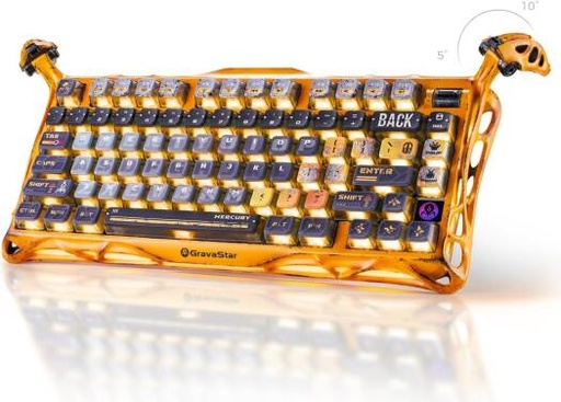 [K1-Pro] GravaStar Mercury K1-Pro Wireless Gaming Keyboard, Handcrafted Battle-Worn Mechanical Keyboard, Aluminum Alloy, 75% Layout, Designed for Durability & Unique Aesthetic, Yellow | K1-Pro