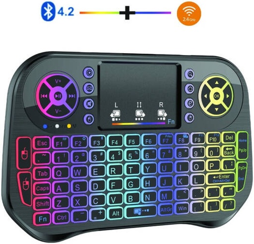 [JA501] Mini Keyboard With In-built Mouse, 3 In 1 Multifunction Keyboard, Sensitive Multi-finger Touchpad, Widely Compatibility, 7-colors Backlight, Rechargeable Li-ion Battery & Portable | JA501