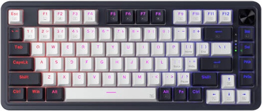 [K673WB-RGB-PRO] Redragon UCAL K673 Pro 75% Gasket Mechanical Gaming Keyboard, Linear Red Switch, Hot-Swappable, One-Knob Control, 2.4Ghz, Bluetooth, USB-C Connectivity, US QWERTY Layout, White/Blue | K673WB-RGB-PRO
