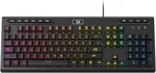 [K513-RGB] Redragon Aditya K513 Membrane Gaming Keyboard, 104 Keys Full-Size, 5 On-Board G Keys, Extra Media Control, 6 Preset Modes, 26 Anti-Ghost Keys, US QWERTY Keyboard Layout, Black | K513-RGB