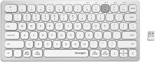 [K75504AB] Kensington Multi-Device Dual Wireless Compact Keyboard, Scissor & Shortcut Mechanism, Low Battery Indicator, English - Arabic QWERTY Layout, Bluetooth / USB 3.0 Connectivity, Silver | K75504AB