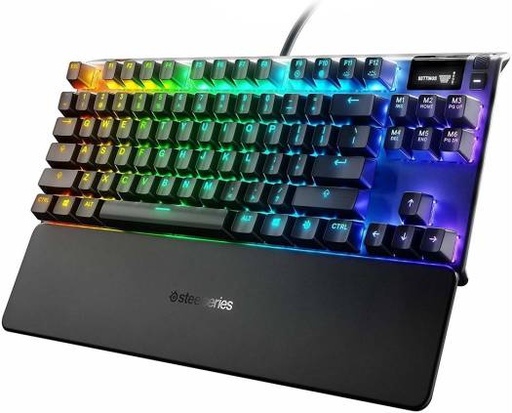 [64646] SteelSeries Apex 7 TKL Compact Mechanical Gaming Keyboard, OLED Smart Display, Linear Red Switch and Quiet, RGB Backlit, English US Layout, Black | 64646