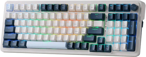 [K686 PRO] Redragon K686 PRO Wireless Gasket Mechanical Keyboard, 98 Keys, RGB Lighting, Hot Swappable, Linear Red Switches, Triple Mode, Knob Control, Blue Himmel | K686 PRO