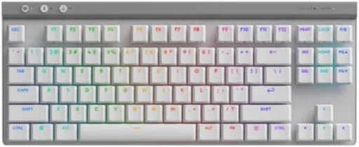 [920-012539] Logitech G G515 Gaming Mechanical Keyboard, Lightspeed, Tkl, RGB Backlit, Wireless, USB, Bluetooth, 2.4 Ghz, Qwerty, US, Key Switch Gl Tactile, White | 920-012539
