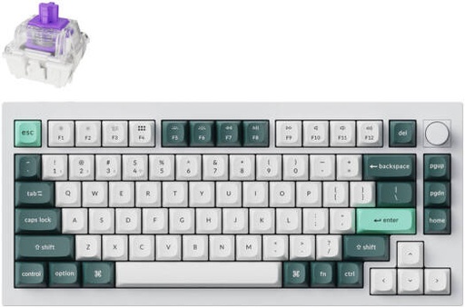 [Q1H-P1-AR] Keychron Q1 HE QMK Wireless Mechanical Keyboard, Gateron Double-Rail Magnetic Nebula Switches, Fully Assembled Knob, OSA PBT Keycaps, Tri-Mode Connectivity, ENG-ARAB Layout, Shell White | Q1H-P1-AR