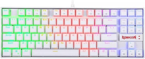 [K552W-RGB-Red] Redragon Kumara K552W-RGB-1 Mechanical Gaming Keyboard, 87 Standard Keys, Red Switches, Anti Ghosting, Compact TKL Tenkeyless Ergonomic Designed, English Layout, White | K552W-RGB-Red