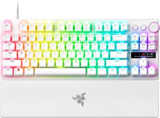 [RZ03-04981700-R3M1] Razer Huntsman V3 Pro Tenkeyless Keyboard, Razer Analog Optical Gen-2 Switch, 1000Hz Polling Rate, Chroma RGB, Magnetic Firm Wrist Rest, English Layout, Type C Cable, White | RZ03-04981700-R3M1