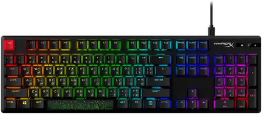 [639N3AA#A2N] Hyperx Alloy Origins PBT Hx Gaming Keyboard, Durable PBT Keycaps, Full-Size Design, 100% Anti-Ghosting, Radiant RGB Lighting, Red Linear Switch, ENG-ARB Layout, USB 2.0, Black | 639N3AA#A2N