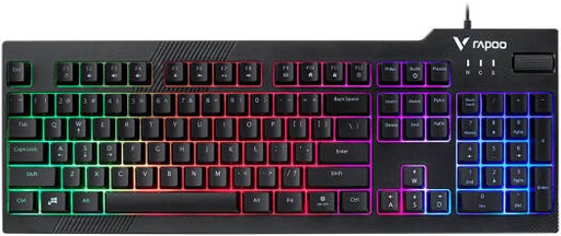 [V50S] Rapoo V50S Backlit Gaming Keyboard, English Layout, Fn multimedia hotkeys, Adjustable Backlight, Window Lock ON/OFF, Dedicated Volume Control Wheel, Spill Resistant, Black | V50S