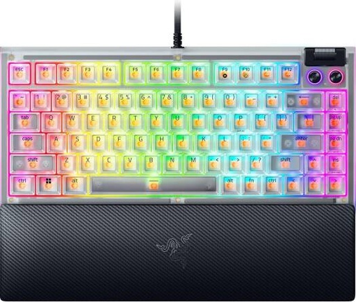 [RZ03-05003500-R3M1] Razer BlackWidow V4 75 Mechanical Gaming Keyboard, Hot-Swappable Design, Tactile Switches, Chroma RGB, MF Roller & Media Keys, US Layout, Comfortable Wrist Rest, Phantom White | RZ03-05003500-R3M1