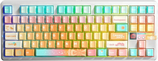 [F87PRO V2] AULA F87 PRO V2 Gasket Mechanical Keyboard, 87 Keys, 80% Layout, Gasket Structure, Fully Hot-Swappable Keys, Meteor Ice Cream Switch, Wireless Tri-Mode (BT/2.4G/Wired), White/Orange | F87PRO V2
