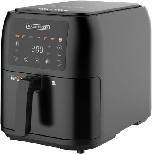 [SAF80-B5] BLACK+DECKER Digital Air Fryer, 1700W, 8L Family-Sized Capacity, 7 Preset Functions, Rapid Air Convection for Healthy Frying, Adjustable Temperature 80-200°C, Easy Clean, Black | SAF80-B5