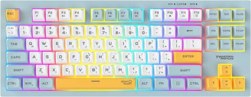 [TM-MK75-W] Twisted Minds TM-MK75-W 80% Spectrum Series Wired Membrane Keyboard, 87 Keys, English/Arabic Layout, Silver Paste, Rainbow Backlit, 19-Key Anti-Ghosting, 1.5m Detachable Cable, Blue | TM-MK75-W