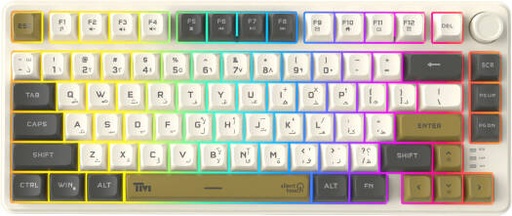 [TM-MK75-WPRO] Twisted Minds TM-MK75-WPRO 75% Imperium Pro Series Wired Membrane Keyboard, 80 Keys, English/Arabic Layout, 19 Anti-Ghosting Keys, Multimedia Keys, 4000mAh Battery, White | TM-MK75-WPRO