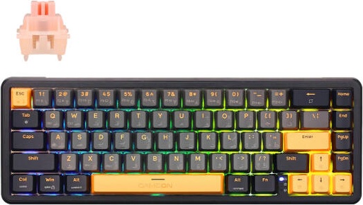 [GOMGK68-RS] GAMEON GOMGK68-RS Mechanical Wired Gaming Keyboard, 60% Magnetic Layout, 67-Key Design, Outemu Crystal Pink Switch, English/Arabic Keycaps, Dynamic RGB Lighting, Black/Yellow | GOMGK68-RS