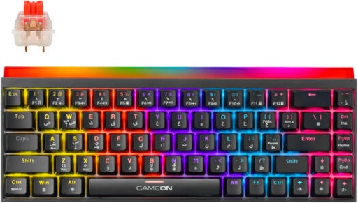 [GO-MK260-RS] GAMEON GO-MK260-RS Mechanical Wired Gaming Keyboard, 60% Mechanical Layout, 68-Key Design, Linear Red Switch, English/Arabic Keycaps, Dynamic RGB Lighting Effects, Black | GO-MK260-RS