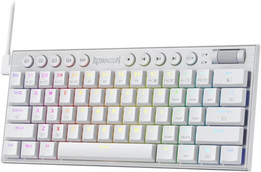 [K632W-RGB] Redragon K632W Wired RGB Mechanical Keyboard, 60% Layout, Tri Mode, Ultra Thin Low Profile, No Lag Connection, Linear Red Switch, N-Key Rollover, White | K632W-RGB