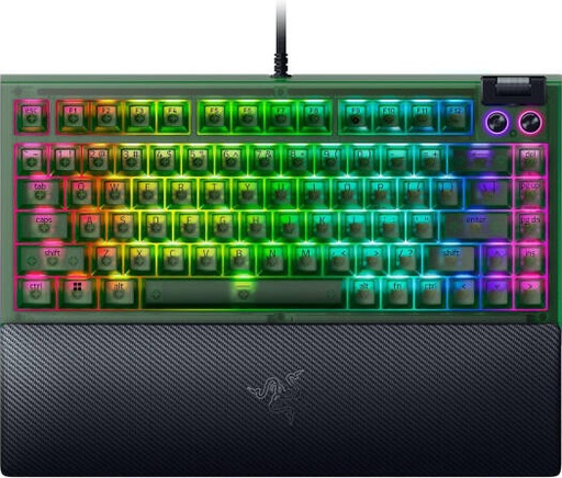 [RZ03-05003300-R3M1] Razer BlackWidow V4 75% Mechanical Gaming Keyboard, US Layout, Up to 8000Hz Polling Rate, Chroma RGB Lighting, Magnetic Plush Leatherette Palm Rest, N-Key Rollover, Phantom Green | RZ03-05003300-R3M1