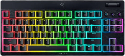 [RZ03-05450100-R3M1] Razer BlackWidow V4 Low-Profile Tenkeyless HyperSpeed Mechanical Gaming Keyboard, English Layout, 1000Hz Polling Rate, Chroma RGB Lighting, Razer Yellow Switch, Tri-Mode, Black | RZ03-05450100-R3M1