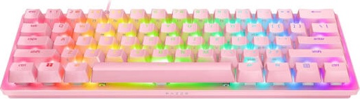 [RZ03-03393500-R3U1] Razer Huntsman Mini Gaming Wired Keyboard, 60% Compact Design, Polling Rate of 1000 Hz, Doubleshot PBT Keycaps, Clicky Optical Switch, Quartz Pink | RZ03-03393500-R3U1