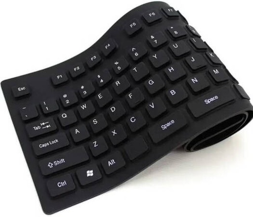 [YHA-PC054] Foldable Keyboard Silicon For Travel/Mobility/Space Management, PS2 Computer Laptop PC Keyboard, Waterproof Material, Responsive Low-Profile Keys, Foldable & Portable, Black | YHA-PC054