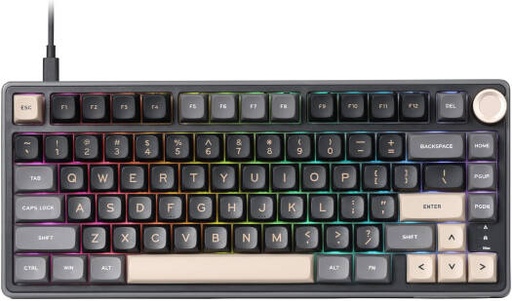 [R75] RK Royal Kludge R75 75% Wired Gaming Keyboard, US QWERTY Layout, Blue Switch, RGB Lighting, 5-Layer Noise Dampening, Hot Swappable, MDA Profile PBT Keycaps, Black | R75