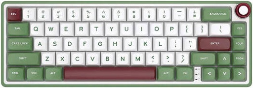 [R65] RK Royal Kludge R65 65% Wired Gaming Keyboard, US QWERTY Layout, Blue Switch, RGB Lighting, Hot Swappable, MDA Profile PBT Keycaps, Gasket Structure, Green Sand | R65
