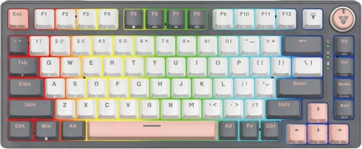 [MK913] Fantech Atom Pro83 75% Mechanical Gaming Keyboard, 83 Keys, Hotswappable Keys,22 RGB Lighting Modes, Anti-Ghosting Keys, Red Switch, Adjustable Feet, 2.4GHz, BT5.0, Wired, 2000mAh, Saturn | MK913