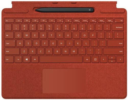 [26B-00021] Microsoft Surface Pro X English Keyboard + Pen, Full Mechanical Keyset, Thin Light Profile, Trackpad, Accelerometer, English Layout, Poppy Red | 26B-00021