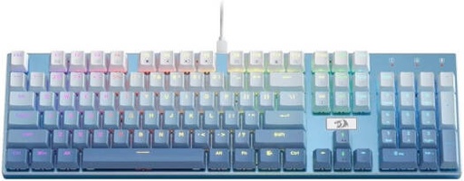[K556GWB-RGB] Redragon K556GWB-RGB Wired Keyboard, Red Switch, 104 Standard Keys, Fully Anodized Aluminum Frame Brushed, Interchangeable Arrow Keys, WASD Keys, Blue | K556GWB-RGB