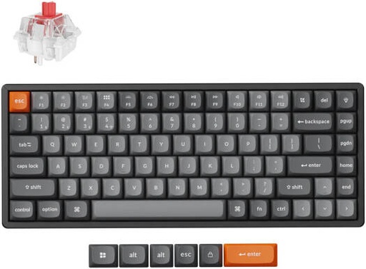 [K2M-J1] Keychron K2 Max Bluetooth Wireless Keyboard, 75% Layout, RGB Backlight, Aluminum Red Switch, Bluetooth 5.1, 2.4GHz, 1000Hz Polling Rate, Black | K2M-J1
