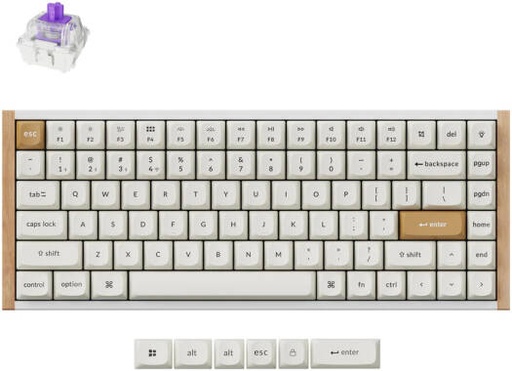 [K2H-Q1] Keychron K2 V2, Wireless Mechanical Keyboard, 2.4 GHz, Bluetooth 5.2, Hot-swap, Type-C, Mac & Windows Keycaps, White | K2H-Q1