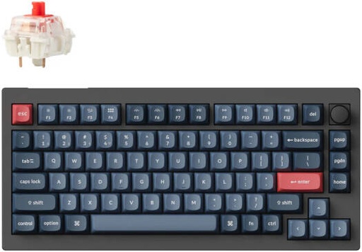 [V1M-D1] Keychron V1 Max QMK/VIA Wireless Custom Mechanical Keyboard, 2.4 GHz, Bluetooth 5.1, 75% Layout, PBT Keycaps, 1000 Hz Polling Rate, Gateron Jupiter Red, MacOS & Windows, Black | V1M-D1