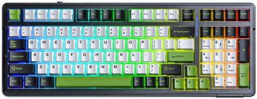[F99] AULA F99 Gasket 98% Mechanical Keyboard, 99 Keys, Hot Swappable, Pre-Lubed Linear Switches, Ultra Low Latency, Five Layers of Noise Reduction, 8000mAh Battery, Tri-Mode Connectivity, Black/Green | F99