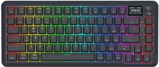 [K708-RGB-PRO] Redragon Fleckat Pro K708-PRO 75% Gaming Mechanical Keyboard, Special Leopard L Switch, Hot-Swappable, Tri-Mode (Wired/2.4G/BT) Connectivity, Programmed LCD Display & Knob, Black | K708-RGB-PRO