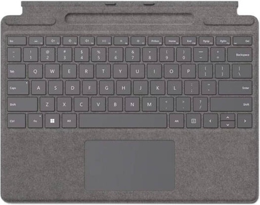 [8XA-00238] Microsoft Surface Pro Keyboard, 4096 Pressure Levels, Large Glass Touchpad, English Layout Keyboard, Magnetic Attachment, Mechanical Keys, For Surface Pro 8, 9, 10 & Pro X, Platinum | 8XA-00238