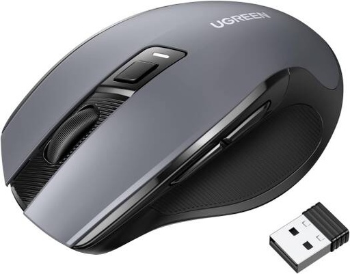 [90855] Ugreen MU006 Wireless Ergonomic Silent Click Mouse, 5 Level 4000 DPI, 6 Buttons, 2.4G USB Cordless, With Nano Receiver, For Laptop / Computer / PC / MacBook / Chromebook, Black | 90855
