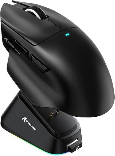 [V6] ATTACK SHARK V6 65g SUPERLIGHT Mouse with Magnetic Charging Dock, PixArt PAW3311 Gaming Sensor, Tri-Mode Connectivity, 25000 DPI, 500 mAh Battery, Thumb Rest, Black | V6