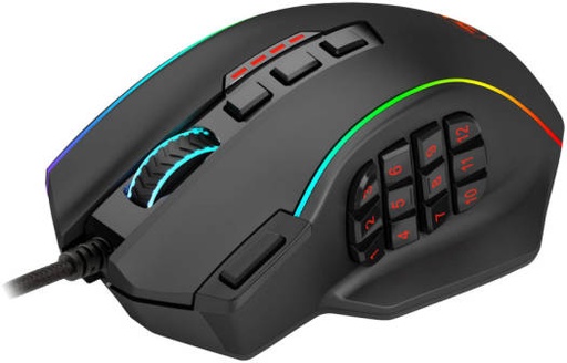 [M901-K-2] Redragon M901 Wired Gaming Mouse, 12400 DPI High-Precision Sensor, RGB Backlighting, MMO 20 Programmable Buttons With Weight Tuning Set, For Windows Pc Computer, Black | M901-K-2