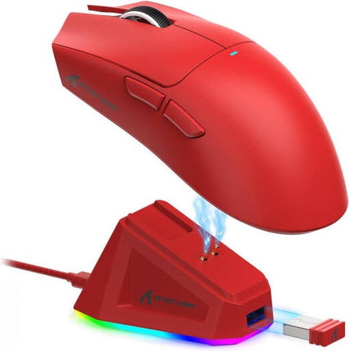 [X11] ATTACK SHARK X11 Wireless Gaming Mouse, 2.4G Wireless, USB-C Wired, PAW3311 Sensor, Bluetooth, 1000Hz Response Rate, RGB Backlight Charging Dock, 300 IPS Tracking Speed, Red | X11