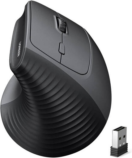 [65042] UGREEN Ergonomic Vertical Wireless Mouse, Bluetooth 5.4 and 2.4GHz Dual Mode, 4000 DPI, Adjustable 6 Buttons, Compatible with Windows macOS iOS Android Linux for Office Home Study, Black | 65042