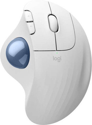 [910-007028] Logitech Ergo M575S Wireless Trackball Mouse with Blue Ball, Ergonomic Design, 5 Programmable Buttons, Advanced Optical Tracking, Bluetooth & Logi Bolt USB Receiver, Off-White | 910-007028