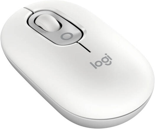 [910-007411] Logitech Wireless Pop Mouse, 1000-4000 DPI, 4 Buttons, Precision/Speed Scroll, Silent Click Technology, Customizable Emoji, 10m Range, Bluetooth Connection, OS Compatible, Off-White | 910-007411