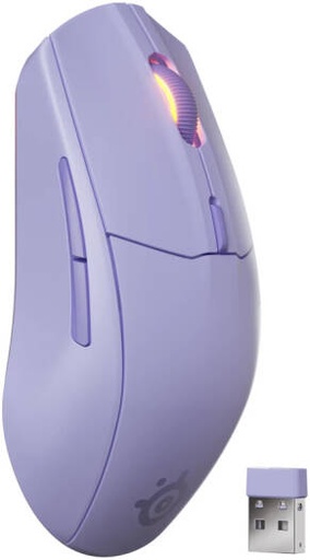 [62525] SteelSeries Rival 3 Wireless Gen 2 Gaming Mouse, Symmetrical Shape, 6 Buttons, Optical Type, TrueMove Air Optical Sensor (18K DPI), 1.9ms Ultra-Fast Clicks, 2.4GHz / BT Connection, Lavender | 62525